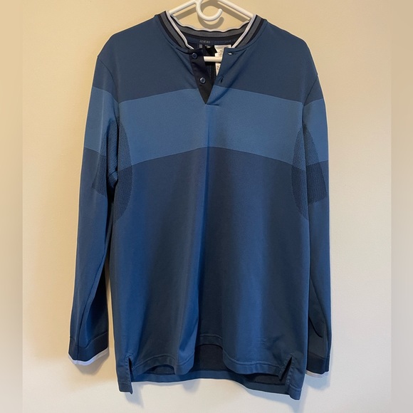adidas Other - 2022 Adidas Golf Statement Seamless Primeknit Golf Polo LS Shirt Blue